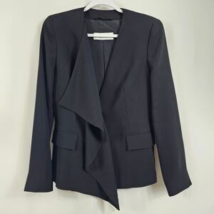 MaxMara Single Breasted Drape Lapel Blazer in Black - Size 10